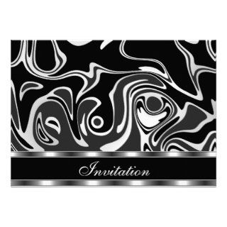 Abstract Silver Black White Birthday Event Personalized Invites