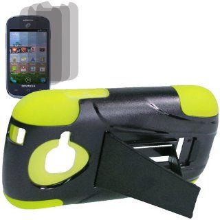 BW Armor Video Stand Protector Hard Shield Snap On Case for Net 10, Tracfone, Straight Talk Samsung Galaxy Centura S738C x2 Fitted Screen Protector  Neon Green: Cell Phones & Accessories