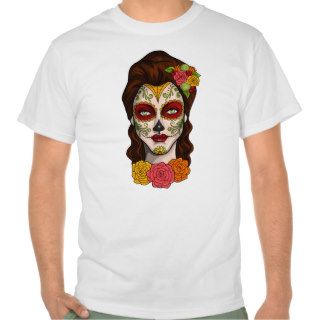 Day of the Dead Calavera Girl in Orange Tees