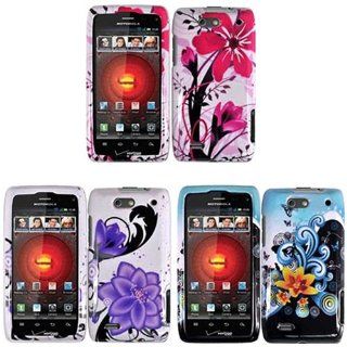 iFase Brand Motorola Droid 4 XT894 Combo Pink Splash Protective Case Faceplate Cover + Violet Lily Protective Case Faceplate Cover + Yellow Lily Protective Case Faceplate Cover for Motorola Droid 4 XT894: Cell Phones & Accessories