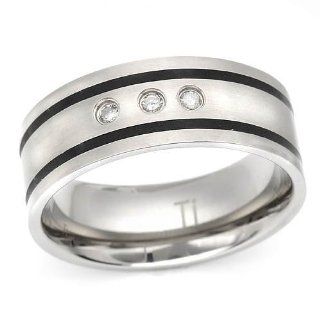 Titanium 0.1 CTW Color C2 C3 SI2 SI3 Diamond Band Men's Ring. Ring Size 12. Total Item weight 5.2 g.: Jewelry