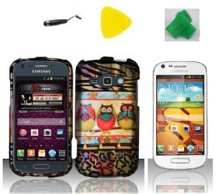 3 Owl Design Protector Phone Case Cover Cell Phone Accessory + Yellow Pry Tool + Screen Protector + Stylus Pen + EXTREME Band for Samsung Galaxy Ring M840 / Prevail 2 (Boost Mobile / Virgin Mobile): Cell Phones & Accessories