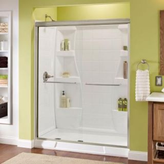 Delta Simplicity 59 3/8 in. x 70 in. Sliding Bypass Shower Door in Brushed Nickel with Frameless Clear Glass 159270