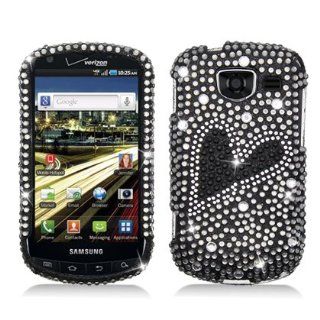 Aimo Wireless SAMU380PCDI199 Bling Brilliance Premium Grade Diamond Case for Samsung Brightside U380   Retail Packaging   Black Heart Cell Phones & Accessories