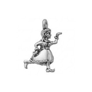 Sterling Silver 18" .8mm Wide Box Chain Necklace With 3D Little Girl Dancing To I'm A Little Teapot Pendant: Jewelry