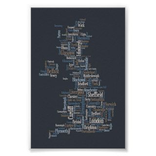 Great Britain UK City Text Map Poster