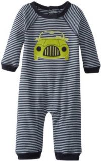 Kitestrings Baby Boys Newborn Striped Cotton Car Applique Romper, Blue Stripe, 3 6 Months: Clothing