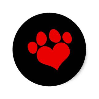 Black and Red Heart Paw Print Stickers
