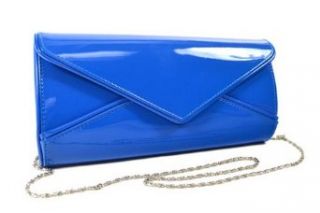 Women's Blue Silver toned hardware Evening Bag   clutch 09179: Clothing