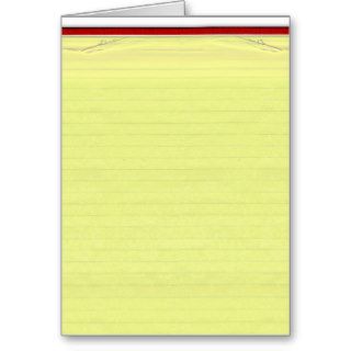 Yellow Lined School Paper Background Greeting Cards