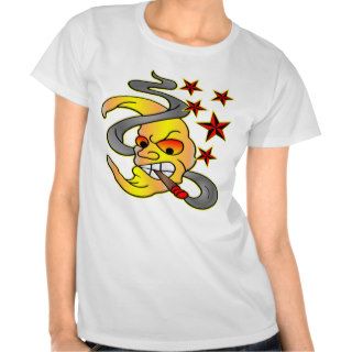 Cigar Smoking Moon & Stars Tattoo T shirts