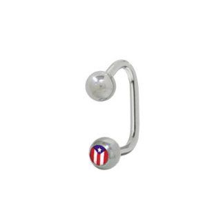 Puerto Rican Flag Lippy Loop Labret   14 Gauge Body Piercing Barbells Jewelry
