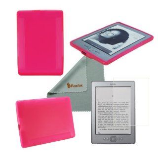 Rasfox Hot Pink TPU Gel Skin Cover Case + Anti Galre Screen Protector For  Kindle 4 4th Genaration    Latest Kindle Version Kindle Store