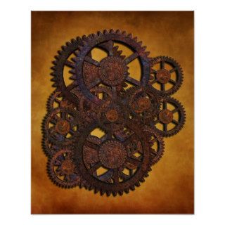 Steampunk Rusty Gears Poster