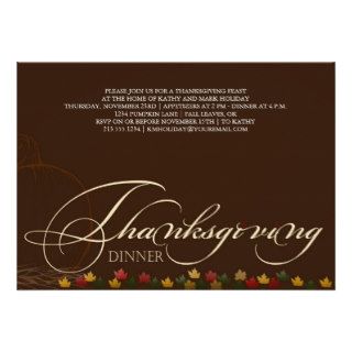 Chic Thanksgiving Leaves Dinner Invitation