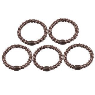 5 Pcs Beaded Decor Coffee Color Twisted Stretchy Bands Hair Tie Ponytail Holders : Beauty