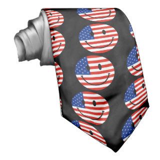 Patriotic USA Smiley Face Neckties