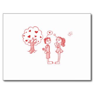 Cute, "love drawing" design postcards