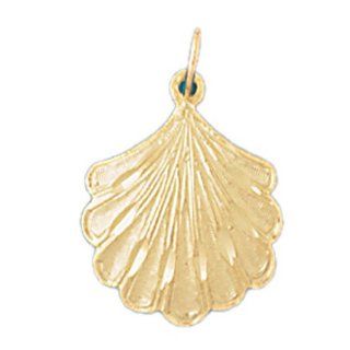 14K Gold Charm Pendant 1 Grams Nautical>Shells237 Necklace: Jewelry