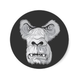 gorilla face vector round sticker