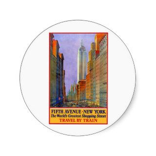 Fifth Avenue   Vintage Travel Poster New York City Round Stickers