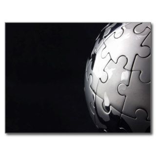 Chrome globe with black background postcards