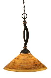 Toltec Lighting 271 BC 414 Bow One Light Down light Pendant Black Copper Finish with Firr Saturn Glass, 16 Inch   Ceiling Pendant Fixtures  