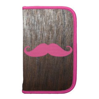 Funny Girly Pink Mustache On Wood Background Planner