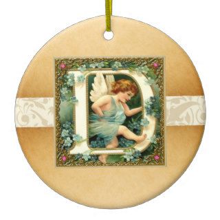 Vintage Cherub Angel Letter D Ornament