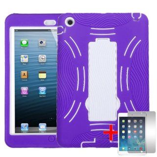 APPLE IPAD MINI 2 PURPLE WHITE HYBRID DUAL CURVE RUBBER KICKSTAND COVER HARD GEL CASE + FREE SCREEN PROTECTOR from [ACCESSORY ARENA]: Cell Phones & Accessories