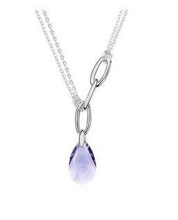 Charm Jewelry Swarovski Crystal Element 18k Gold Plated Tanzanite Teardrop Fashion Necklace Z#296 Zg51a5a6: Pendant Necklaces: Jewelry