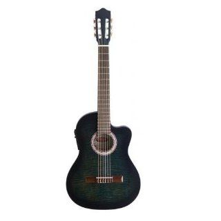 Stagg C546TCE BLS Full Size Cutaway Acoustic Electric Classical Guitar   Blueburst: Musical Instruments