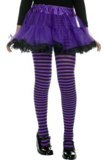 MUSIC LEGS 270 Girls stripes tights color:BLACK/PURPLE size:M: Clothing