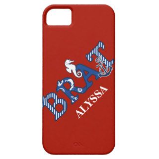 Girly Nautical Brat, Seahorse n Anchor Striped iPhone 5 Covers