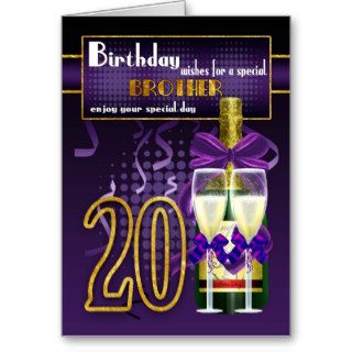 20th Birthday Brother   Stylish Birthday Card