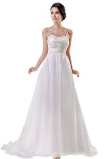 GEORGE BRIDE Simple Elegant Empire Waist Organza Over Satin Tea  Length Wedding Dress at  Womens Clothing store