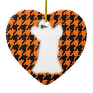 Ghost On Halloween Houndstooth Christmas Ornament