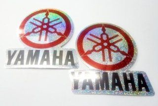 2x New Silver Red Yamaha Y1 Y6 YZF motorcycle bike motocross racing reflected emblem logo sticker decal 