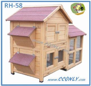 RH 58 2 Story W/Run Rabbit Hutch with Storage for Hay / Straw : Small Animal Houses : Pet Supplies