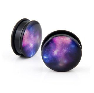 13/16 Sky Galaxy Milky Way Acrylic single flare o ring ear plugs gauges solid tunnel: Jewelry