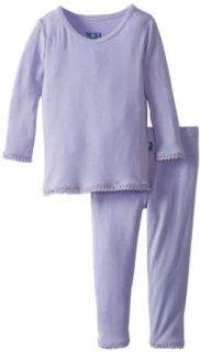 KicKee Pants Baby Girls Solid Long Sleeve Scallop Pajama Infant And Toddler Pajama Sets Clothing