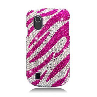 Eagle Cell PDZTECONCORDS329 RingBling Brilliant Diamond Case for ZTE Concord   Retail Packaging   Hot Pink Zebra: Cell Phones & Accessories