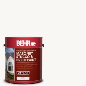 BEHR Premium 1 gal. #MS 31 White Satin Interior/Exterior Masonry, Stucco and Brick Paint 28001