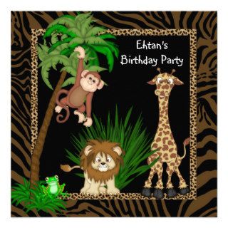 Boys Jungle Safari Birthday Party Announcement