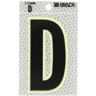 Brady 3010 D 3 1/2" Height, 2 1/2" Width, B 309 High Intensity Prismatic Reflective Sheeting, Black And Silver Color Glow In The Dark/Ultra Reflective Letter, Legend "D" (Pack Of 10): Industrial Warning Signs: Industrial & Scientifi