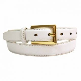 Luxury Divas White Classic Dress Pants Leather Belt W/Gold Rectangle Buckle 38
