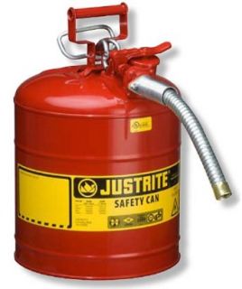 Justrite AccuFlow 7250130 Type II Galvanized Steel Safety Can with 1" Flexible Spout, 5 Gallons Capacity, Red: Industrial & Scientific