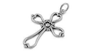 Sterling Silver Vintage Heart Cross Pendant Celtic Design Solid 925 Italy 39mm (Pendant ONLY): Jewelry