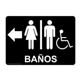 ADA Restrooms White on Black Spanish Sign RRS 6988 WHTonBLK Restrooms  Business And Store Signs 
