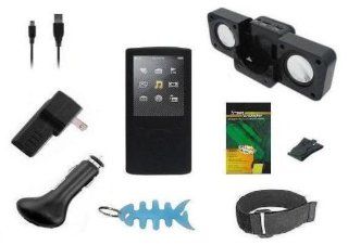 9 Items Accessory Combo Kit for Sony Walkman E Series Walkman (NWZ E353 & NWZ E354): Includes Black Silicone Skin Case Cover, Armband, Belt Clip, LCD Screen Protector, USB Wall Charger, USB Car Charger, 2in1 USB Data Cable, Foldable Mini Speakers and L